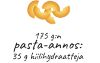 175 g:n pasta-annos: 35 g hiilihydraatteja